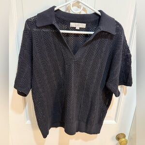 LOFT Black Knit Short Sleeve Top